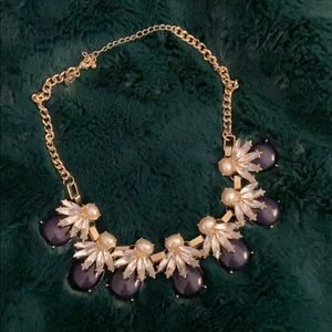 Charming Charlie Gold and Navy Statement Necklace